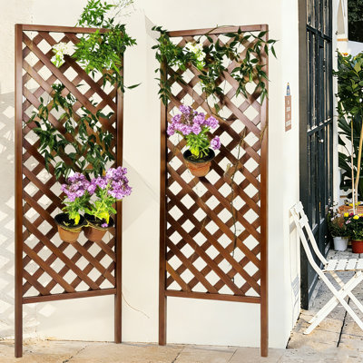 76"H 100% Cedar Wood Lattice Panel Trellis