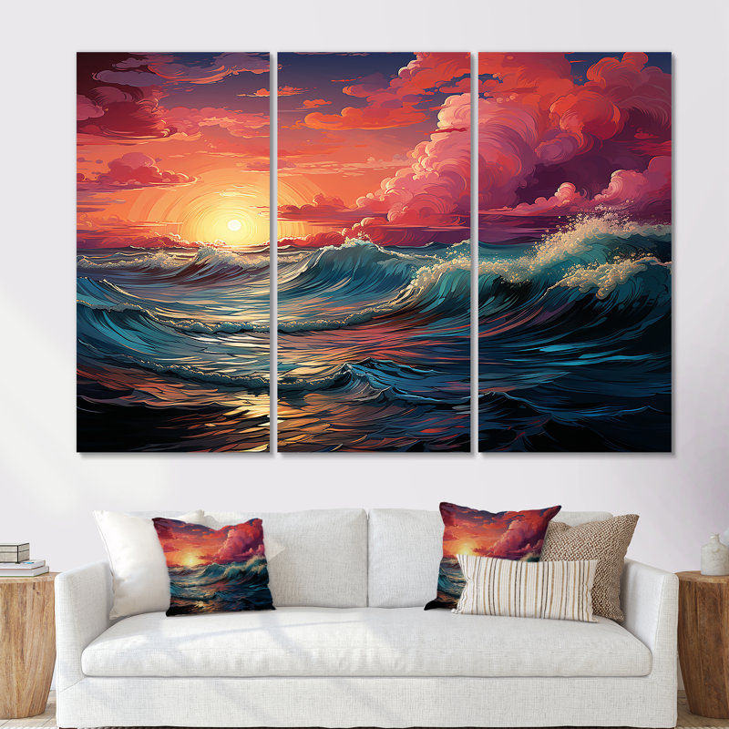 Rainbow Beach Sunset I - océan, ensemble d'art sur toile, Toile tendue, H 28 po x l 36 po x P 1 po