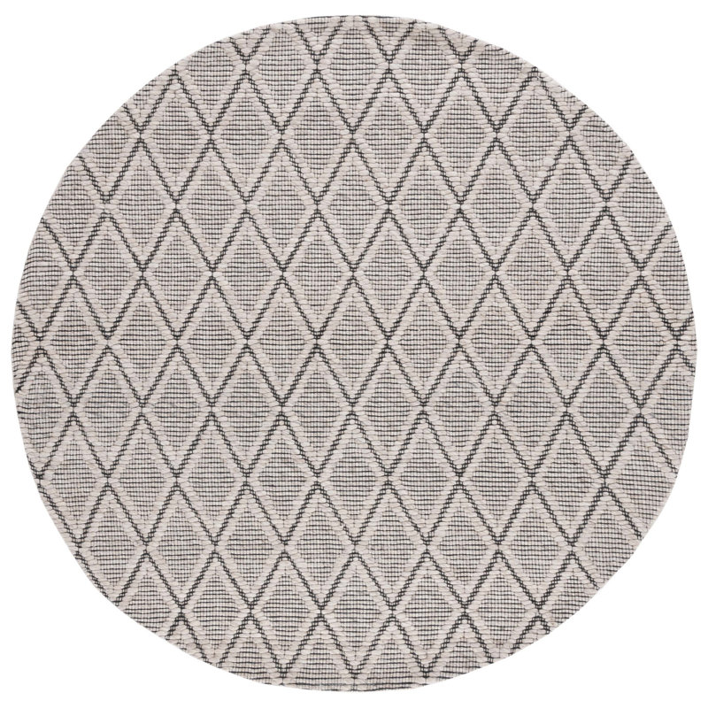 Marbella Hand Woven Wool And Cotton With Latex Geometric Rug, Round 6'