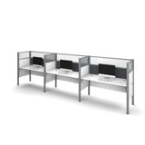 Pro-Biz Triple Side-by-Side Workstation with 6 Privacy Panels (Per Workstation) Benching Desks