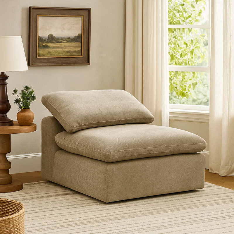 Mukund Upholstered Accent Chair, Brown 100% Linen