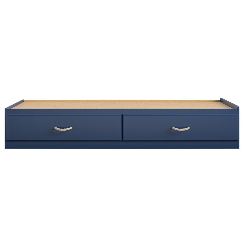 Blue Twin Platform Bed with Storage Drawers