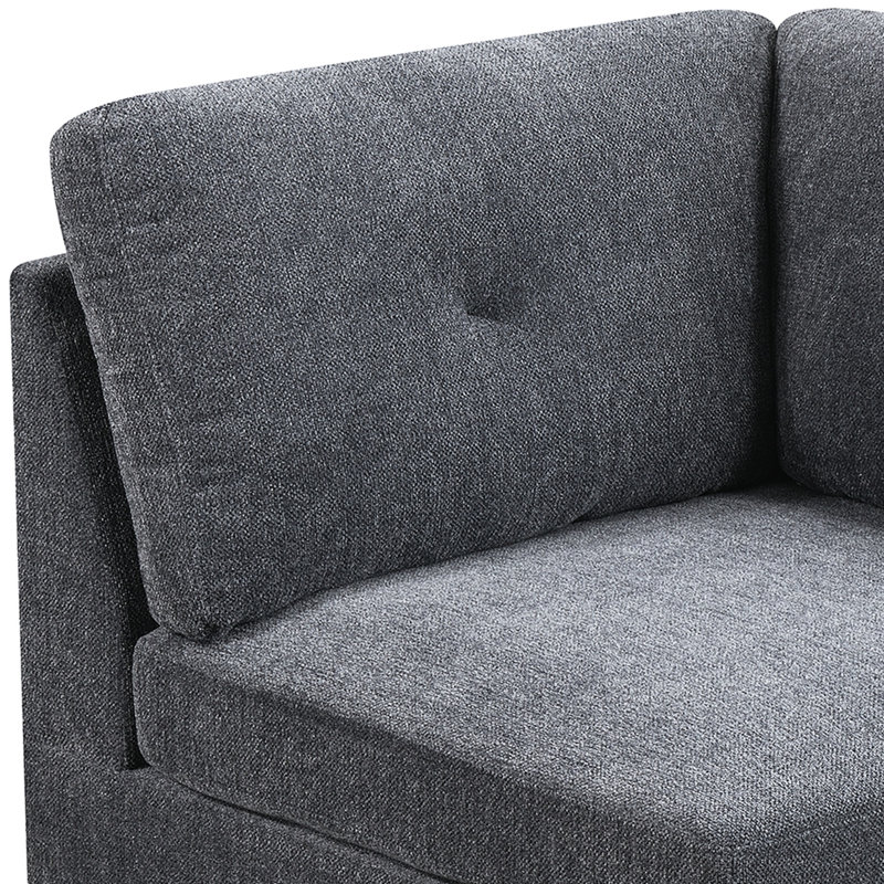 Modulaire - Chaise de coin en chenille 2 pièces avec structure en bois de frêne, assise en tissu, assise