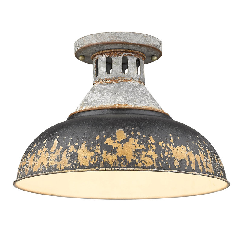 Plafonnier encastré 1 lumière 14 po Mercado, Fer noir antique
