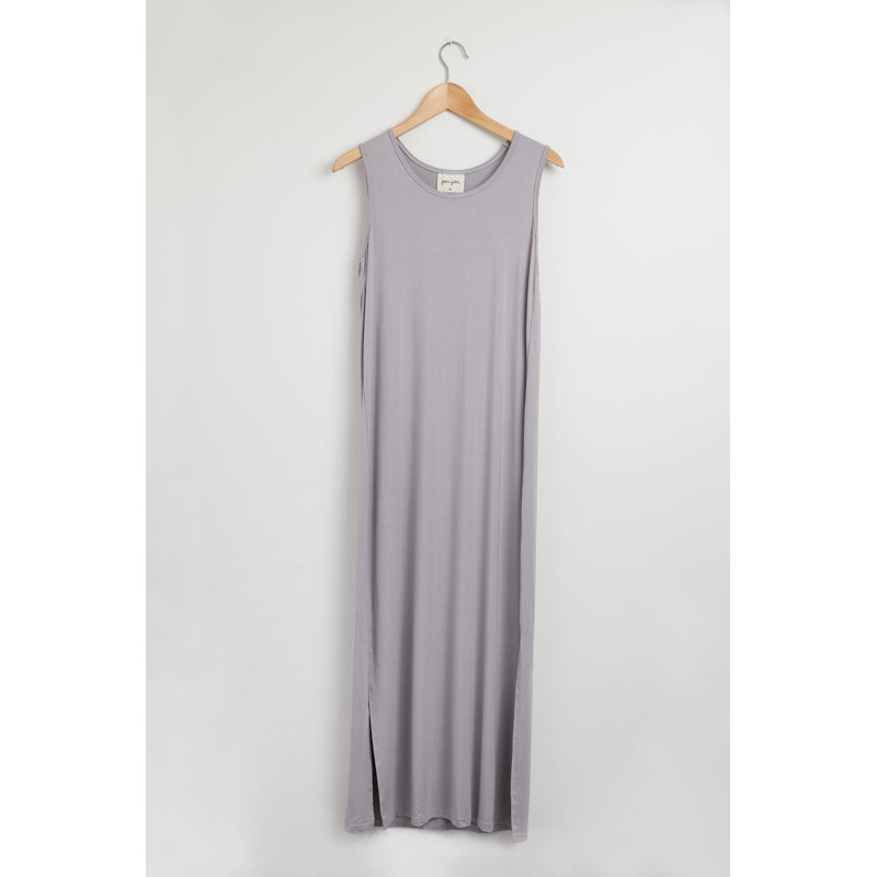 Robe drapée sans manches pour femme, L, Gris cendré
