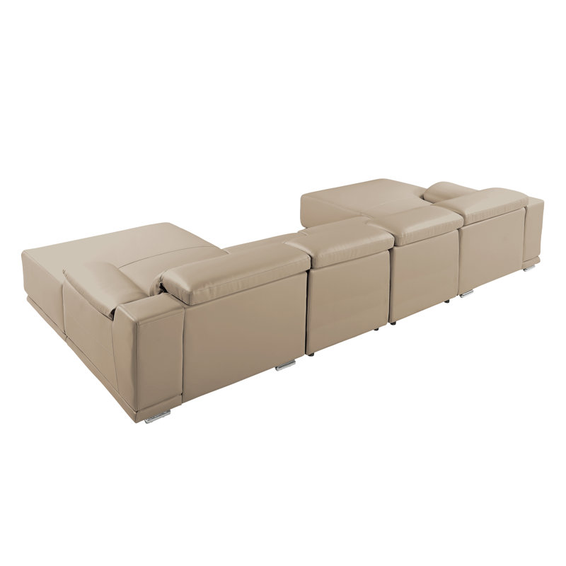 Canapé modulaire 4 pièces DivanItalia, Cuir véritable crème