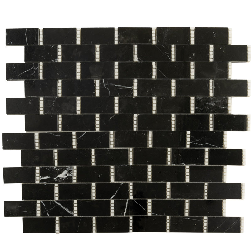 Carrelage mosaïque en marbre Thassos 12 x 13 noir de luxe noir (5,28 pieds carrés / caisse) - paquet de 5