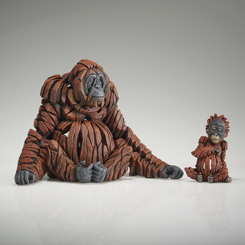 Ensemble de 2 figurines Enesco EDGE Sculpture orang-outan avec bébé, 11,4 cm