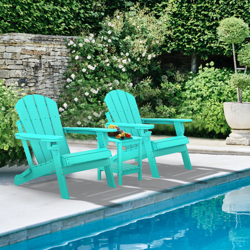 Felten Plastic Folding Adirondack Chair, Turquoise