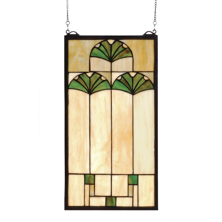 Ebros Frank Lloyd Wright Waterlilies Stained Glass Art Metal Framed Hanging Wall Decor Or Desktop Plaque 15"H X 5"W - 1