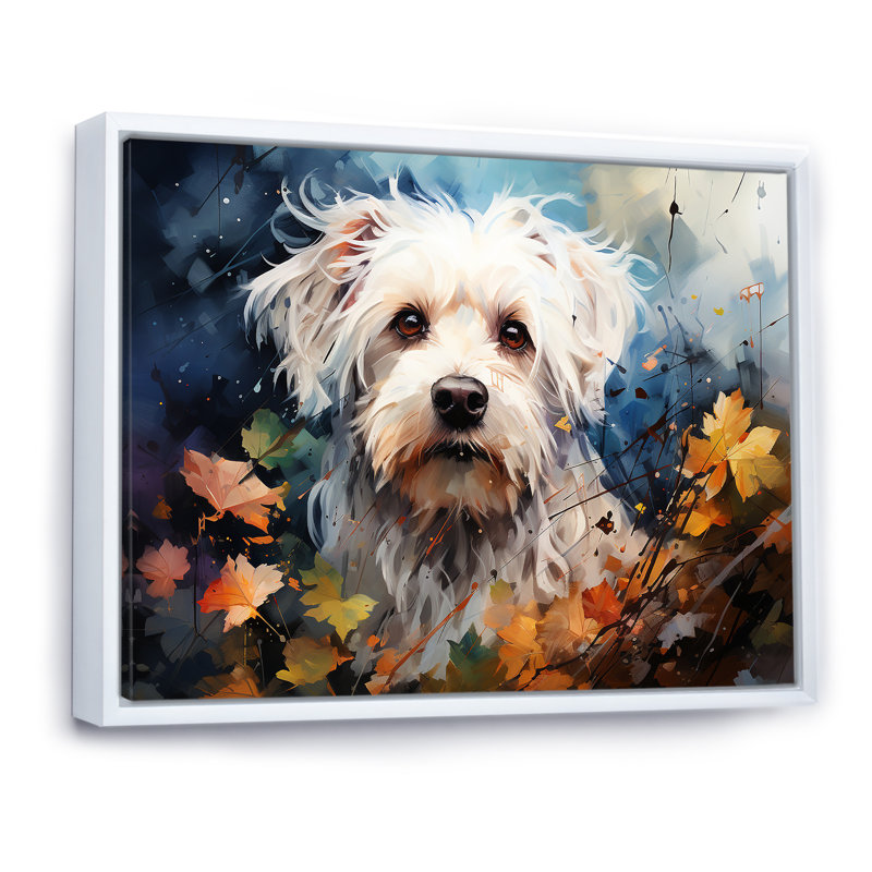 «Popart Maltese Magic» sur impression sur toile, H 12 po x l 20 po x P 1 po, Cadre flottant blanc