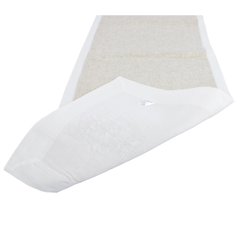 Natural-white Embroidered Holly Christmas Tree Double-layer Holiday  Table Runner, 96" L x 16" W