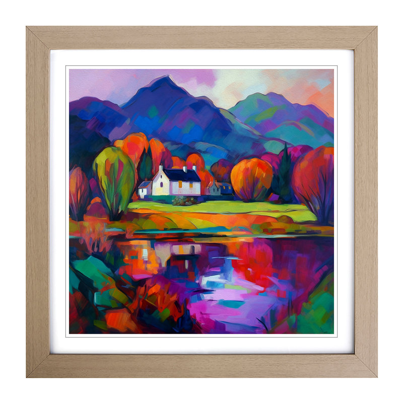 Scotland Fauvism - Single Picture Frame Print on Wood, Oak