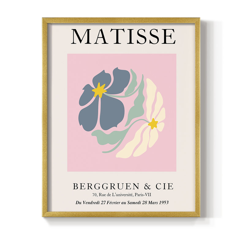 Matisse CDXCVI, reproduction encadrée - bois massif, Or, H 14 po x l 11 po