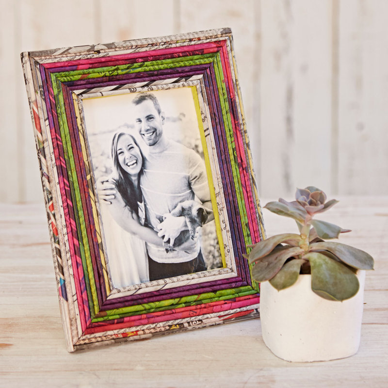 Paper Picture Frame, 12.7cm x 17.8cm, White/Pink/Green/Purple