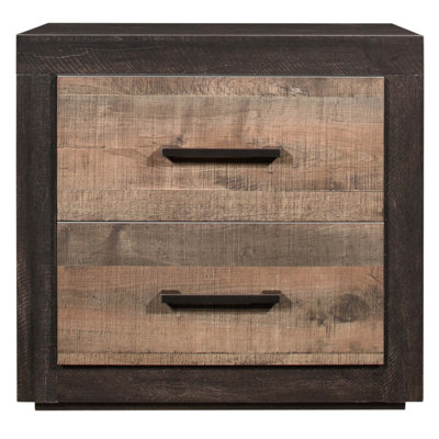 Contemporary Style Bedroom Nightstand with Natural Wood Grain Look, Two-Tone Finish, and Faux Wood Veneer