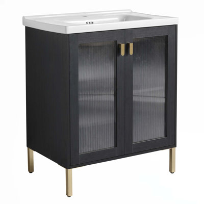 Contreplaqué de meuble-lavabo autoportant avec lavabo en céramique