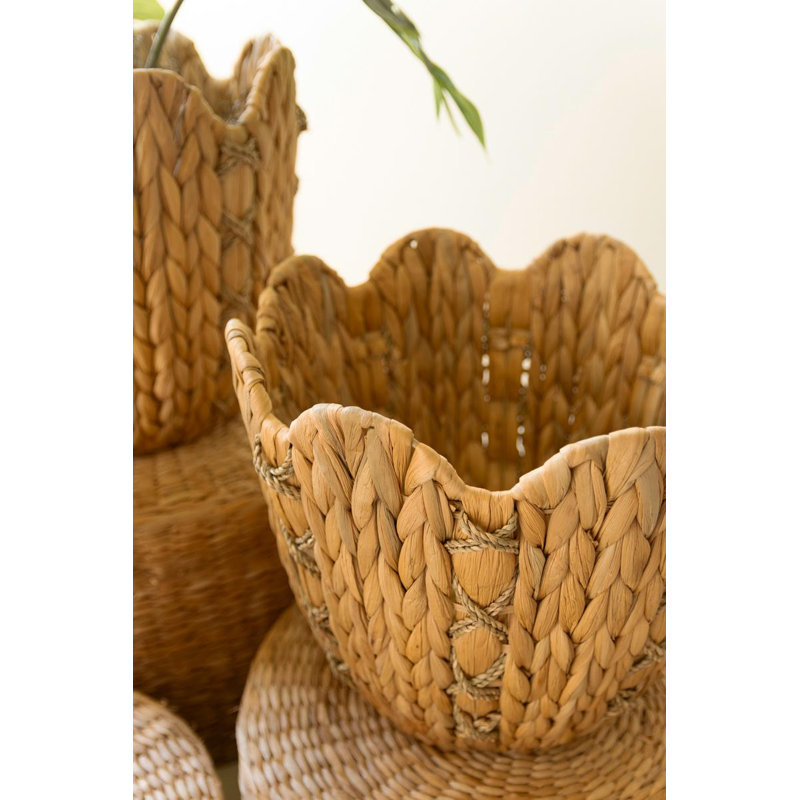Ensemble de trois paniers en jacinthe d'eau