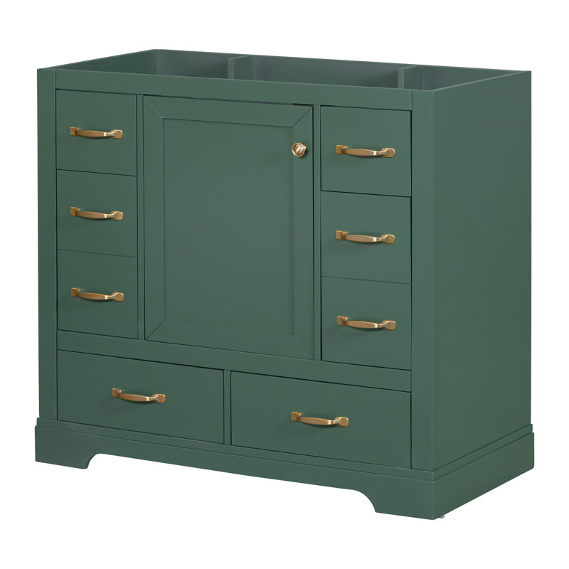 Meuble-lavabo 36 po sans lavabo, Vert, Or