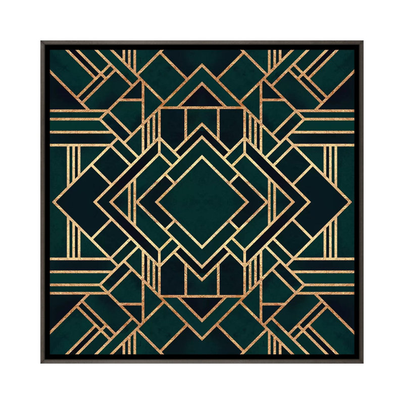 Art déco II par Elisabeth Fredriksson - impression d'art graphique, H 37 po x l 37 po x P 1,5 po, Pas de tapis