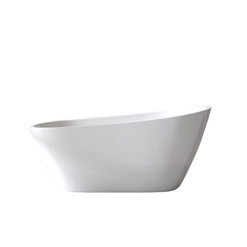 67"Special-Shaped Freestanding Slipper Bathtub: Gloss White Finish, Chrome Overflow & Pop-Up Drain, Cupc Certified