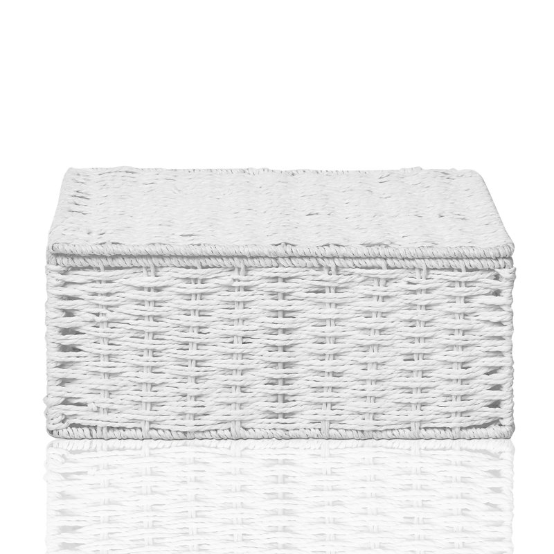 Highland Dunes Amettes Wicker Decorative Basket, 12cm H x 28cm W x 19.5cm D, White