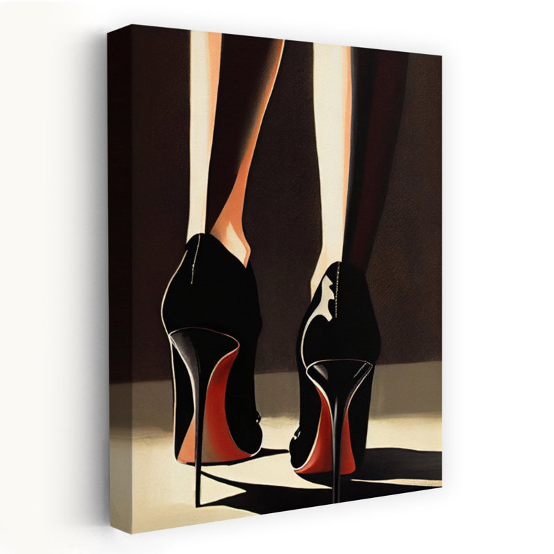Portrait vintage élégant en talons aiguilles, H 60 po x l 40 po