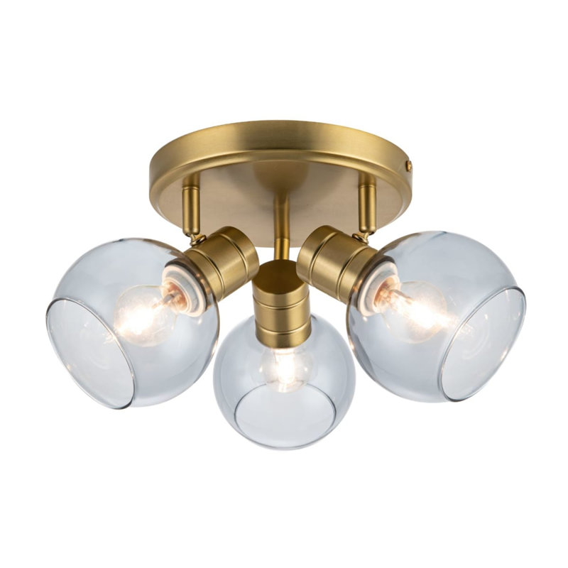 Hilston 3 Light Modern Smoky Glass Spotlight - Gold Metal Base, 3xE14. Max. 10W LED (Bulb not included)