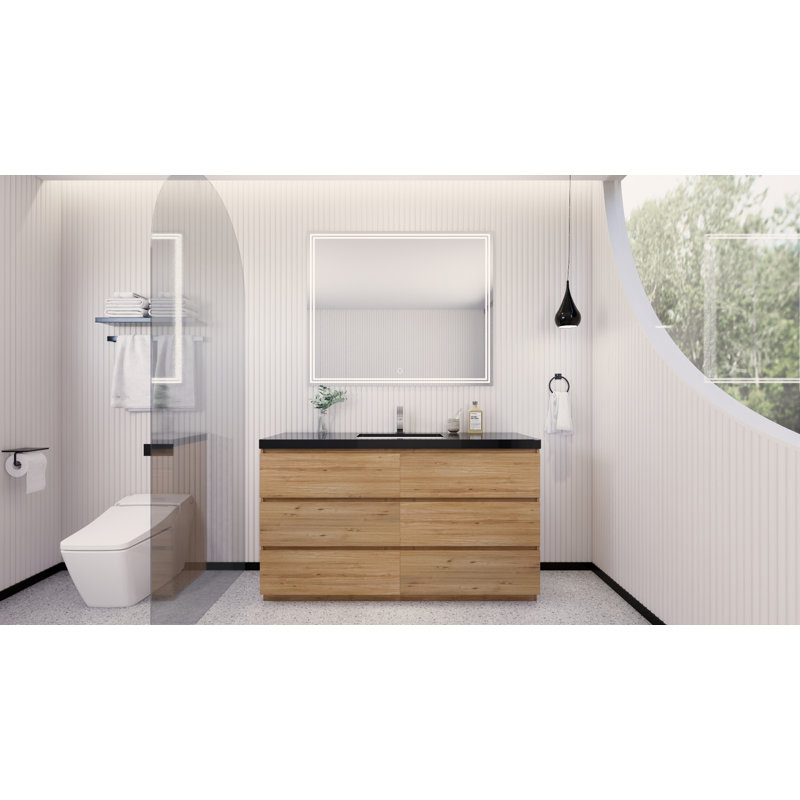 Santrice 59.5'' Single Bathroom Vanity with Top, Natural Oak