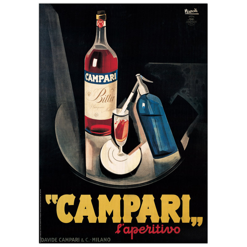 Campari L'Aperitivo by Marcello Nizzoli - Rectangle Print on Wood