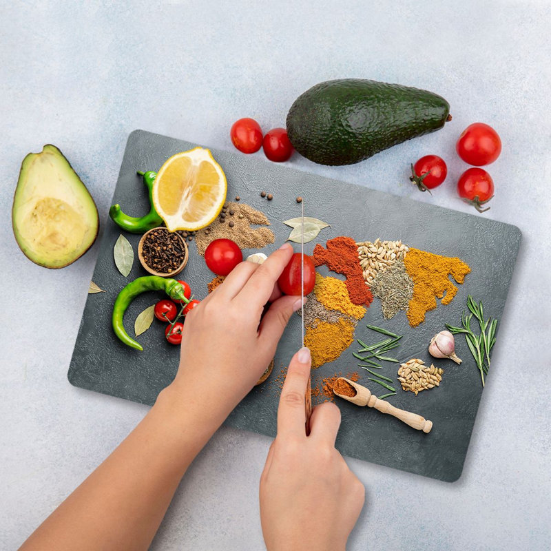 Flourish Premium Tempered Glass Cutting Board, 11.8 x 15.7 inches | Antibacterial, Easy Clean, Non-Slip Silicone Feet | 100% Durable Glass, Thickness: 0.16 inches | Ideal for Kitchen Prep, Safe & Stylish Cooking Solution