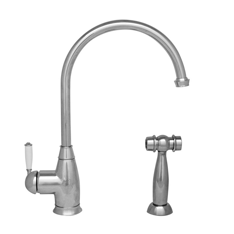 Robinet de cuisine à poignée simple Queenhaus, Chrome poli