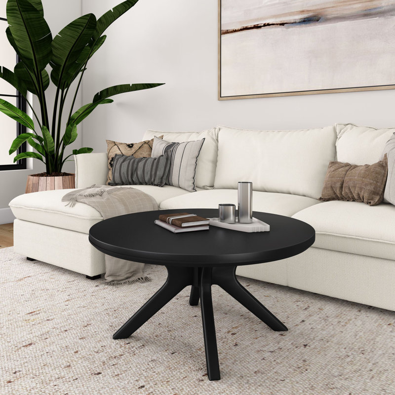Table basse à pieds croisés Muhsina (36 po x 36 po / 910 mm x 910 mm), pacane, Noir