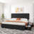 Upholstered Bed Frame, 4 Storage Drawers, Tufted Headboard & Footboard, Wooden Slats, No Box Spring, Black-506525459-506525457