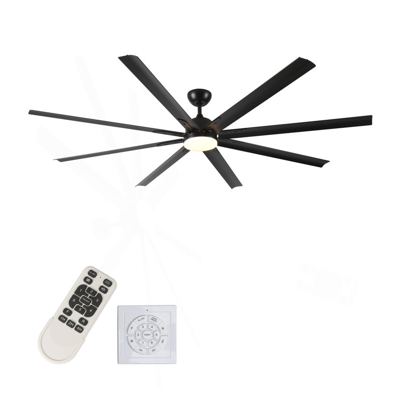 Très grand ventilateur de plafond noir 84 po avec télécommande