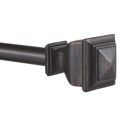 Almina 2.4'' W Metal Adjustable Single Curtain Rod with Finials