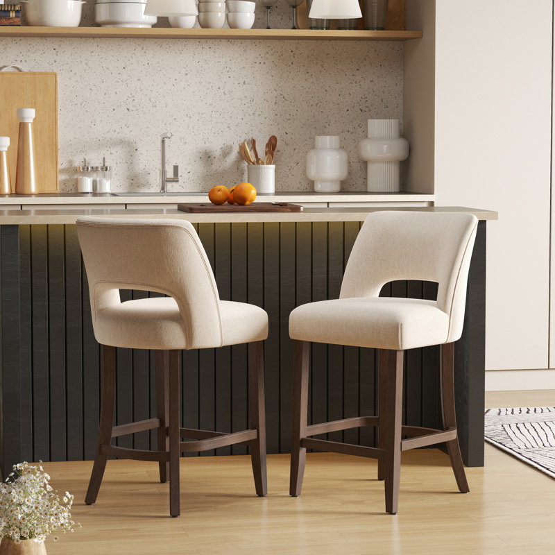 Bisto Upholstered Counter Height Bar Stool - Solid Wood