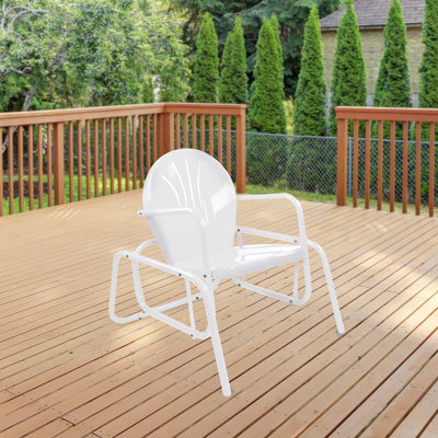 Outdoor Retro Metal Tulip Glider Patio Chair by George Oliver