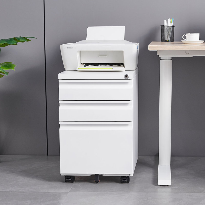 14.57" x 17.32" x 23.62" 3-Drawer Mobile File Cabinet with Lock, 5 Wheels, Metal Filing Cabinet for Letter/Legal/A4 Files