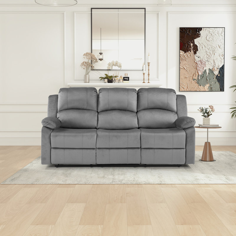  Canapé inclinable manuel moderne en microfibre avec dossier ultra doux et doux pour la peau, Bleu gris