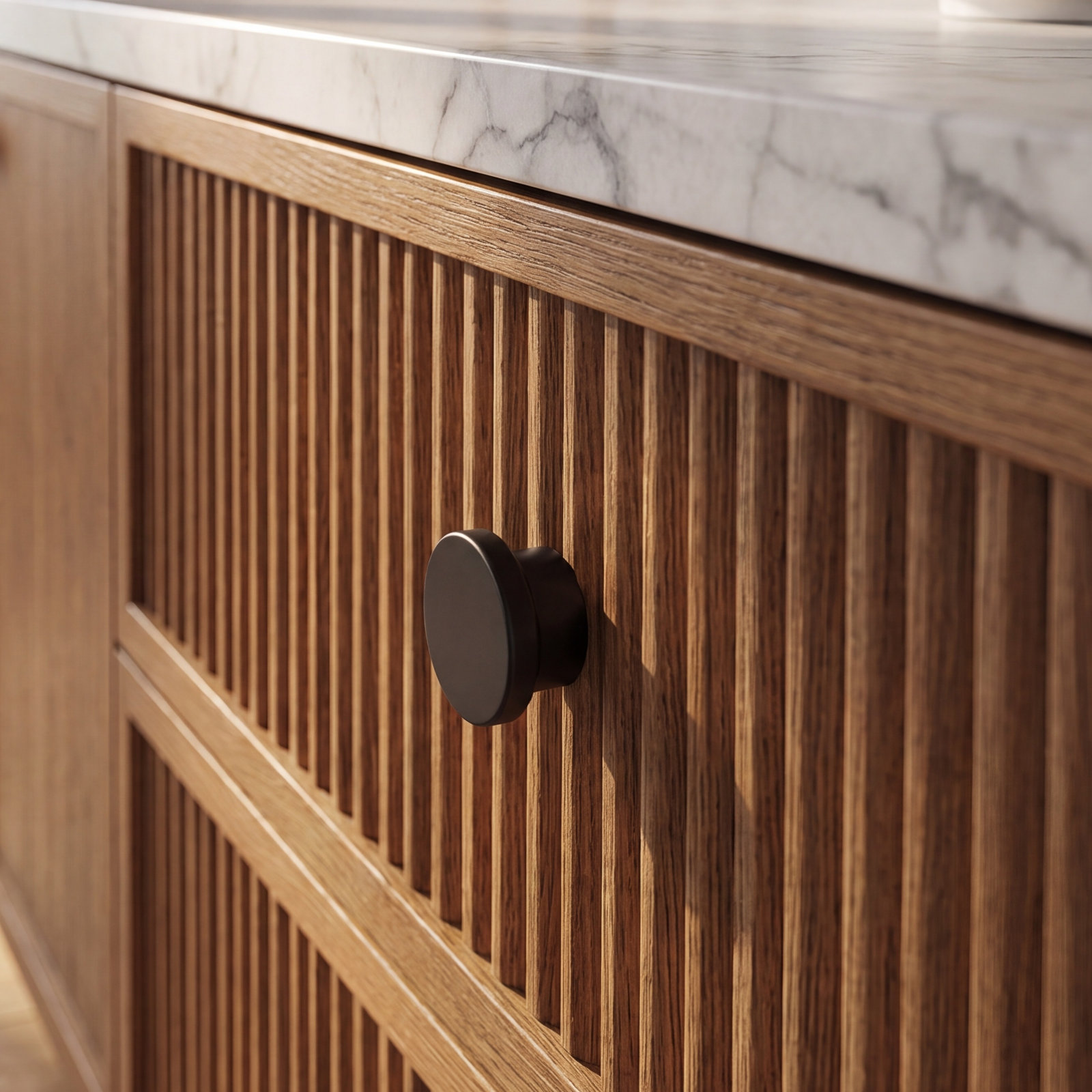 Ethan Oversized Round Cabinet Knob, Matte Black, 1 5/8"
