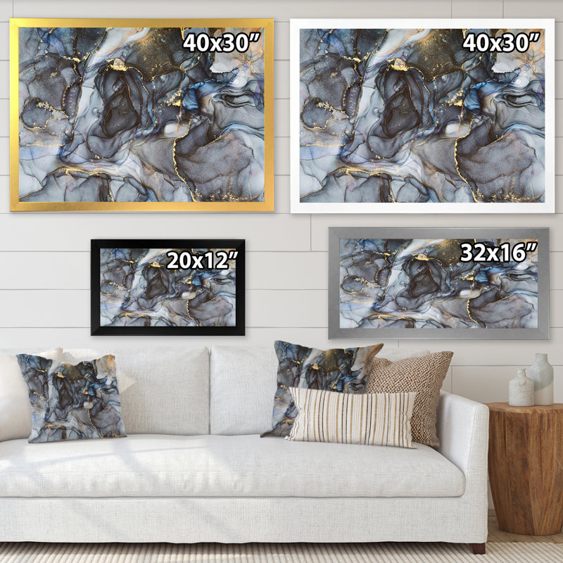 Art or noir infusé noir II - reproduction sur toile, H 12 po x l 20 po, Cadre photo blanc
