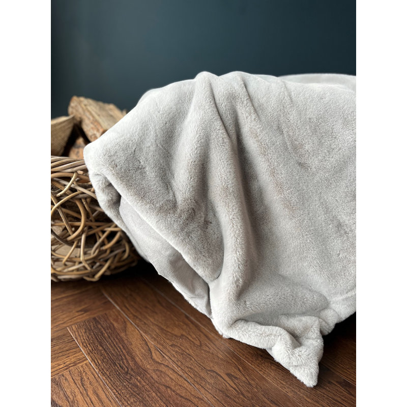 Marilynn Faux Fur Throw Blanket, Grey