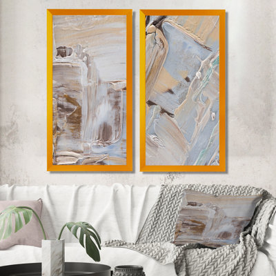 Beige brun brossé III - ensemble de 2 reproductions sur toile