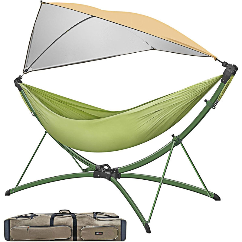 Outdoor/Garden Hammock With Quick-Fold Stand, Green