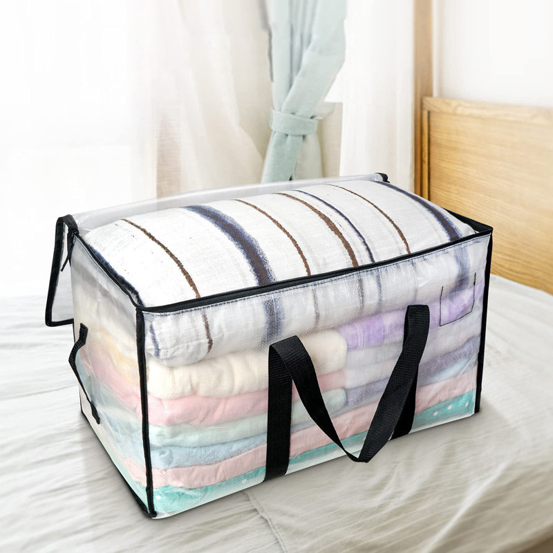  Heavy Duty Storage Bins with Lids & Reinforced Handles, Closet Organizers and Storage, Foldable Clothes Storage Bags, Zipper Storage Containers for Blanket, Comforter, Pillow, Bedding