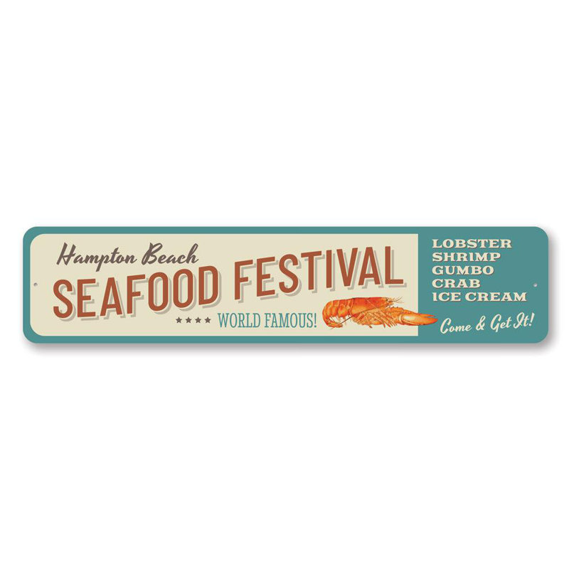 Panneau de fruits de mer en aluminium, H 4 po x l 18 po x P 0,04 po