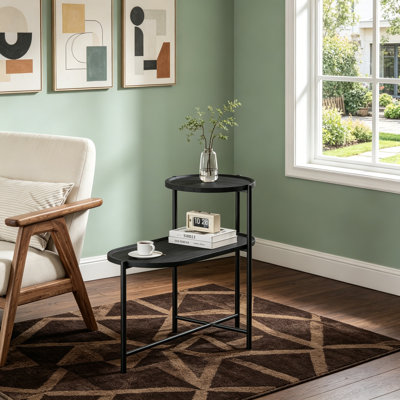 Round Wooden Coffee Table With Storage Tray, 2-Tier Design For Enhanced Organization And Aesthetic Appeal In Living Rooms