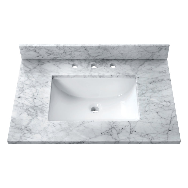 31'' Carrara White Marble Vanity Top with Ceramic Sink