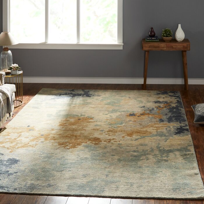 17 Stories Chandlee Hand Knotted Wool Abstract Rug & Reviews | Wayfair